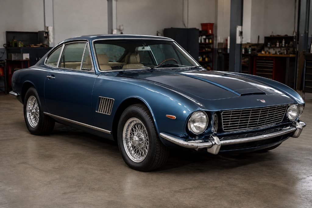 Classic coupe with a glossy finish, polished chrome and restored details after full restoration